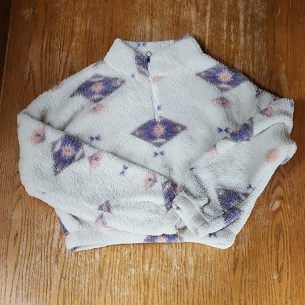 SO Cream and Purple Cowl Neck Sweater
